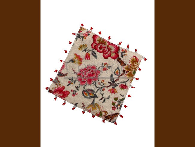 DESSOUS DE VERRE TOILE ET PERLES