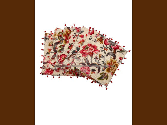 DESSOUS DE VERRE TOILE ET PERLES