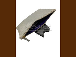 POCHETTE A ZIP ARGENTEE