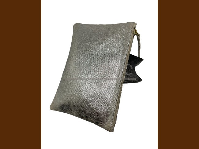POCHETTE A ZIP ARGENTEE