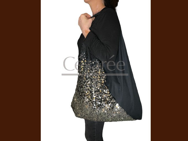 SAC PAILLETE NOIR ET ARGENT