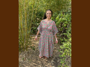 PINK AND GREEN CAFTAN