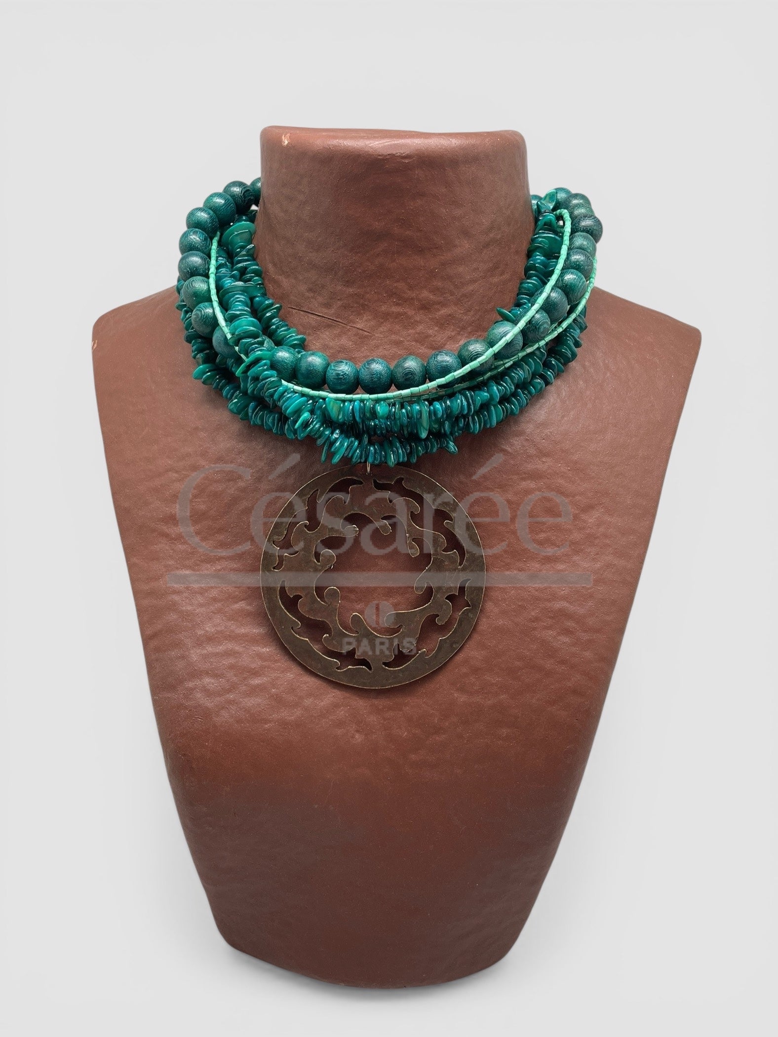 COLLIER CHINE VERT