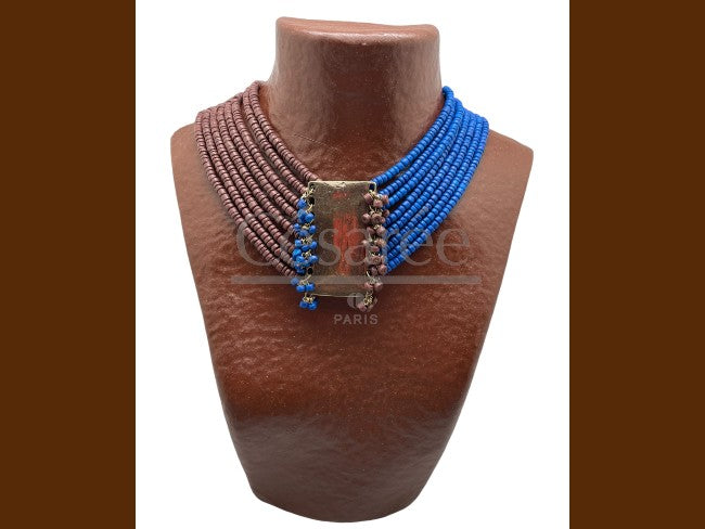 COLLIER TEOS MARRON BLEU